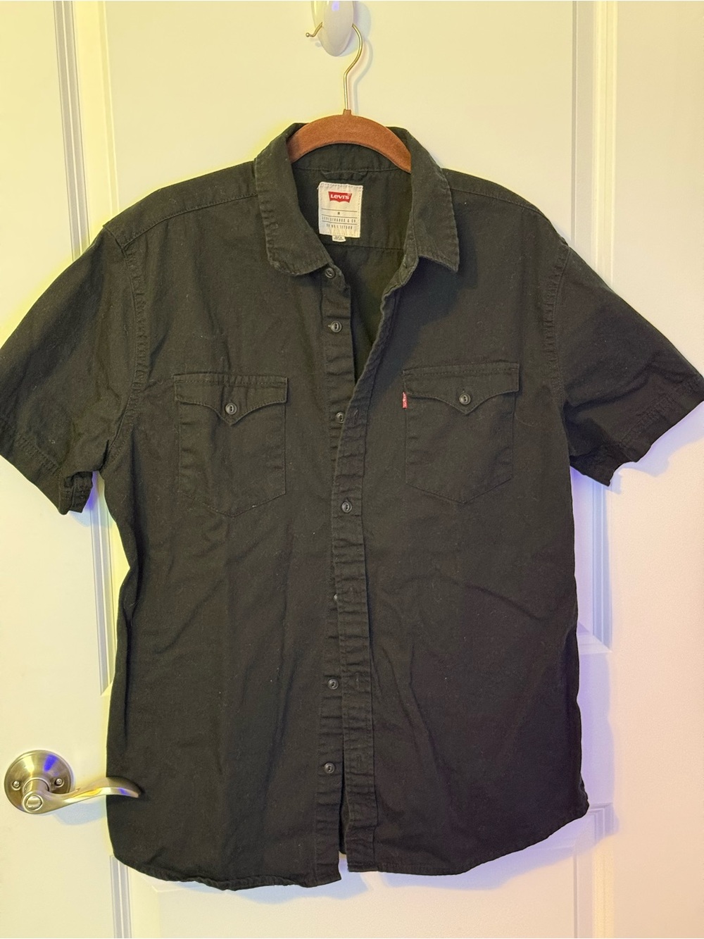 Levi’s Men’s Black Short Sleeve Button Up Shirt Medium Western Workwear